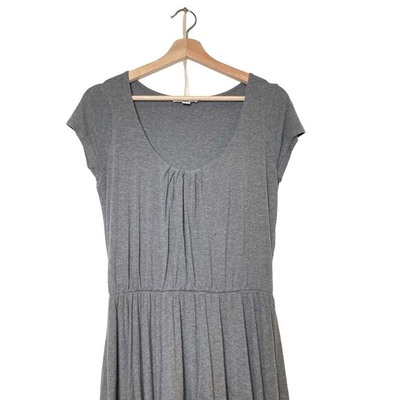 BODEN Napoli Elastic Waist Gray Red Scoop Neck Pleated Flare Dress Size 10L - Picture 3 of 13